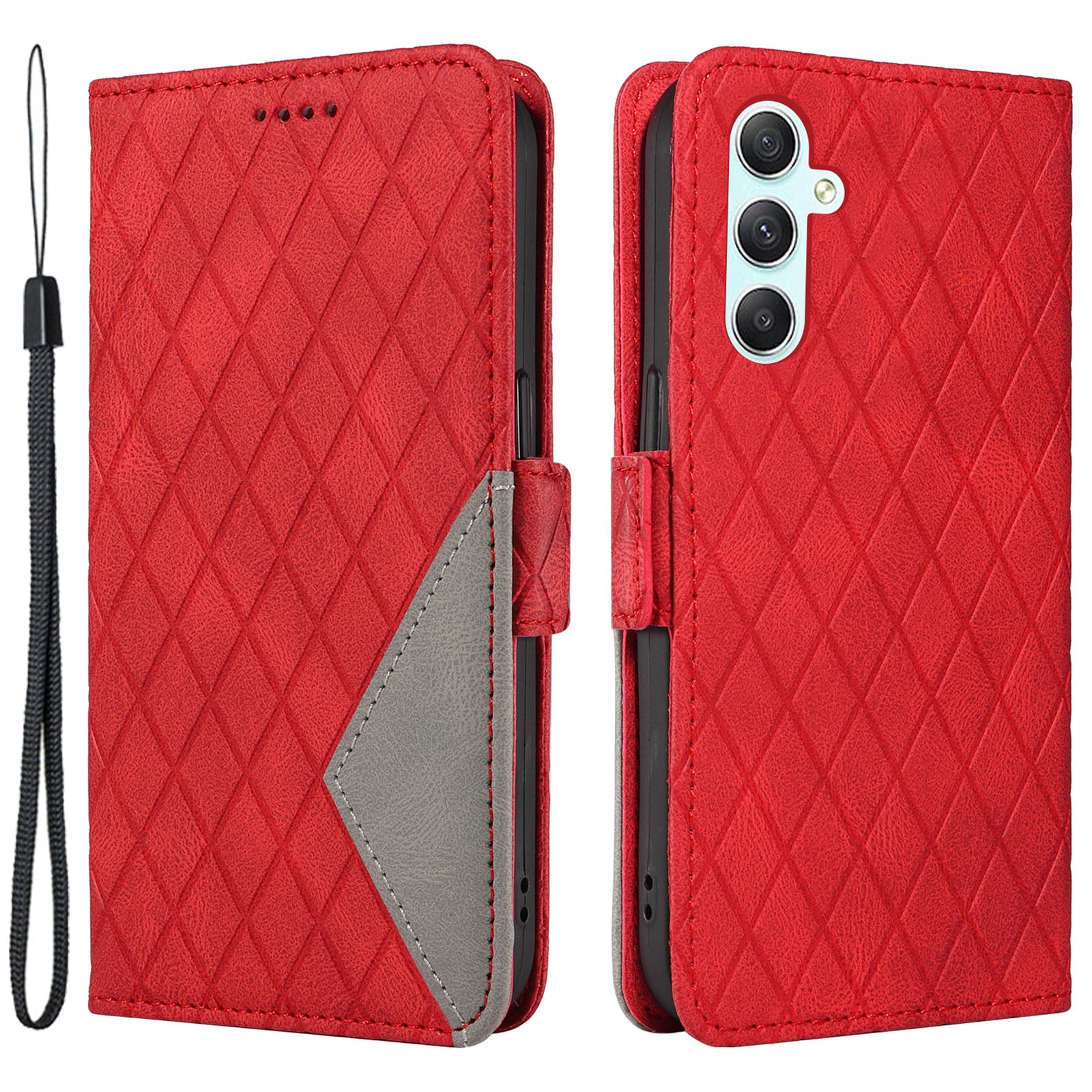 For Samsung Galaxy A34 5G Phone Stand Case Color Splicing Rhombus Imprinted PU Leather Wallet Cover For Samsung Galaxy A34 5G Phone Stand Case Color Splicing Rhombus Imprinted PU Leather Wallet Cover
